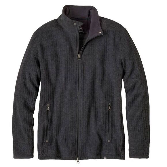 Prana Zip Sweater Men's Large Grey Ribbed Knit Wool Blend Cardigan Barclay - Picture 6 of 6